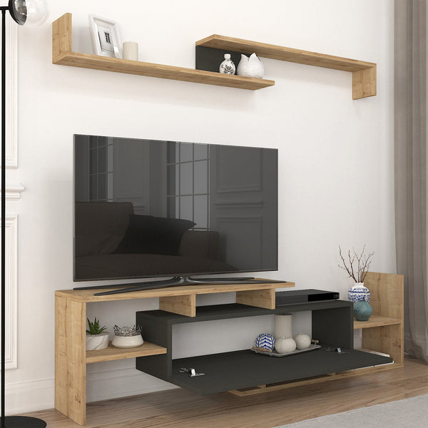Fernsehschrank Liksefte mit Wandregal 154x28x42 cm [en.casa]