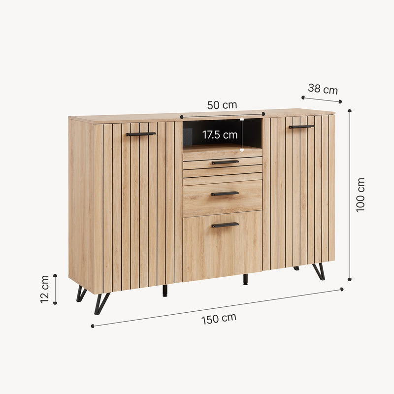 Maßskizze Sideboard Noppen [en.casa]
