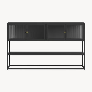 Sideboard Säkylä mit 4 Glastüren 150x38x90 cm Stahl [en.casa]