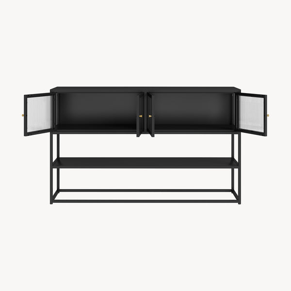 Sideboard Säkylä mit 4 Glastüren 150x38x90 cm Stahl [en.casa]