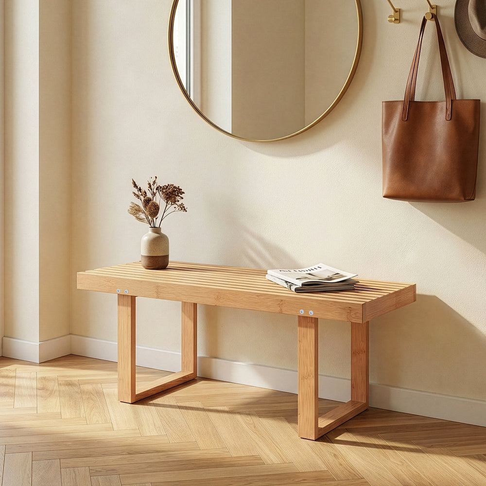 Sitzbank Aarela 91x41x38 cm Bambus [en.casa]