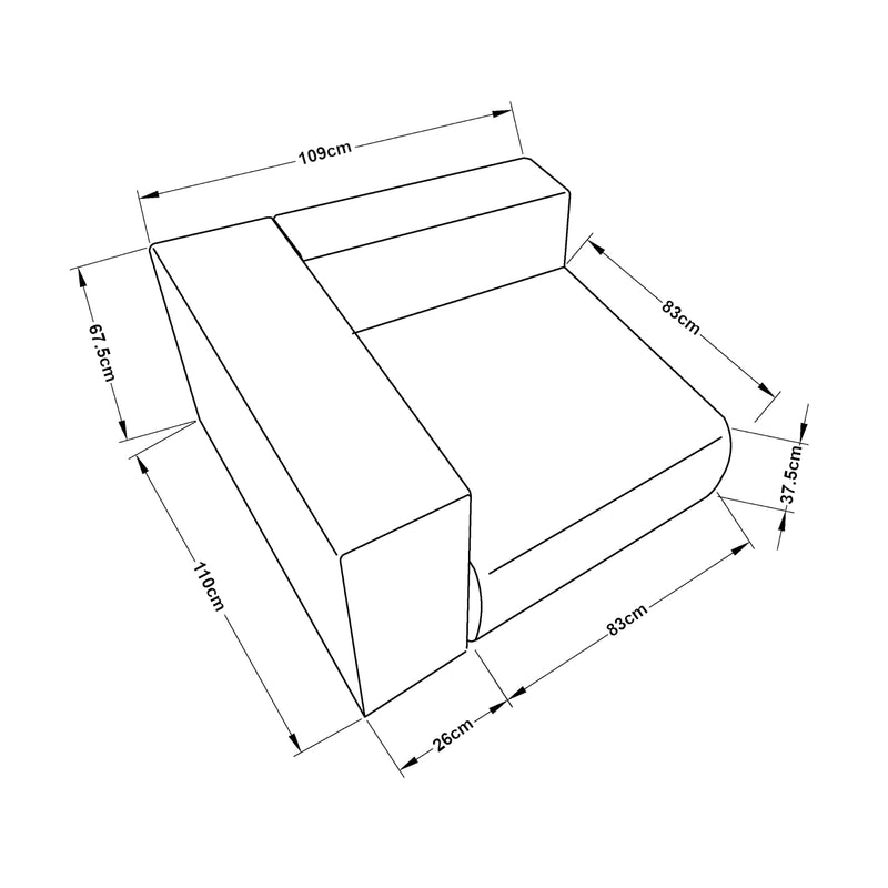 Maßskizze Sofa-Modul Suldal [en.casa]
