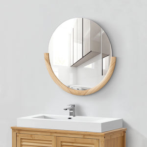 Wandspiegel Atri rund natur mit Rahmen 61x64cm [en.casa]