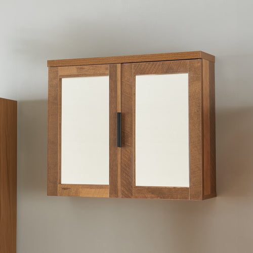 Spiegelschrank Namsskogan 50x60x15cm Walnussoptik [en.casa] - premiumXL