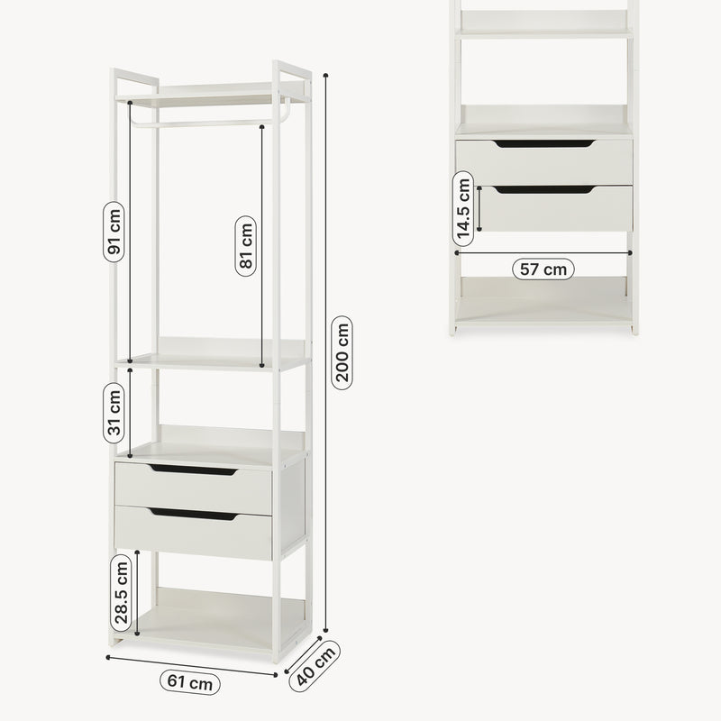 Maßskizze Standgarderobe Jässaatka [en.casa]