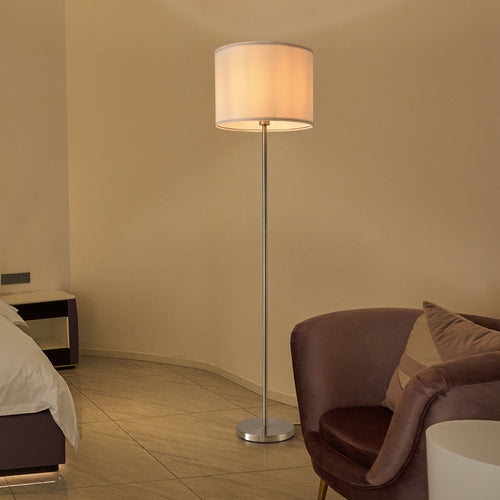 Stehleuchte Tamworth E27 Silber Textil [lux.pro] - premiumXL