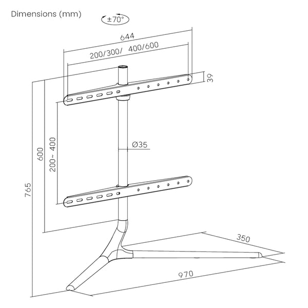 TV-Standfuß Ystad 76,5x97x35cm [pro.tec]