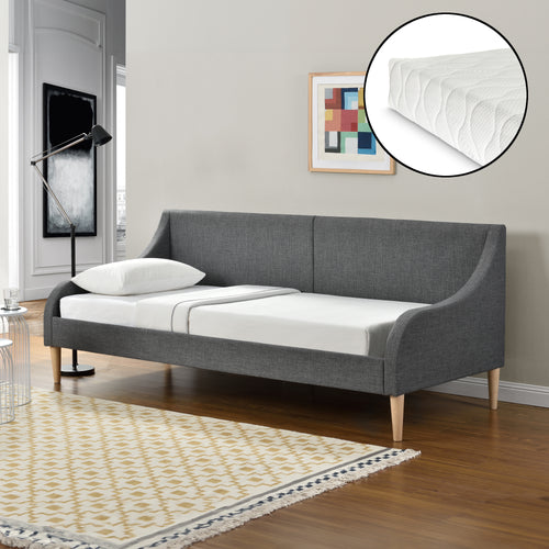 Tagesbett 90x200 cm mit oder ohne Kaltschaummatratze Dunkelgrau en.casa - premiumXL