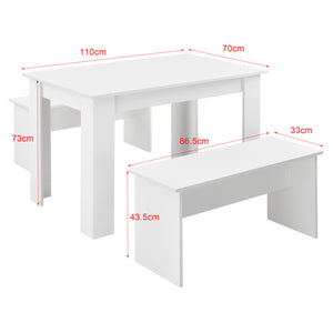 Tisch- und Bank Set 110x70 cm in versch. Farben en.casa