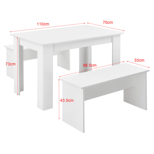 Tisch- und Bank Set 110x70 cm in versch. Farben en.casa