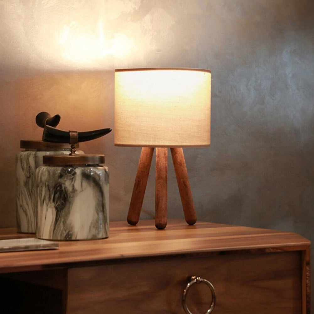 Tischleuchte Preston Holz 1xE27 Sandfarben [lux.pro] - premiumXL