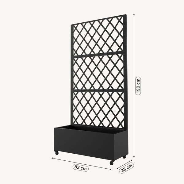 Trennwand Malja mit Blumenkasten Stahl 190x82x38 cm Schwarz [casa.pro]