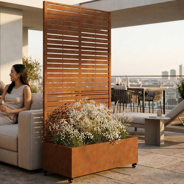 Trennwand Nodepp mit Blumenkasten Stahl [casa.pro]
