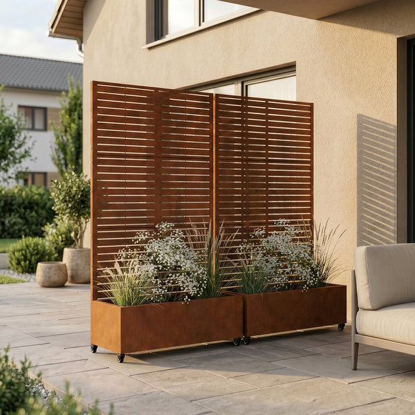 Trennwand Nodepp mit Blumenkasten Stahl [casa.pro]