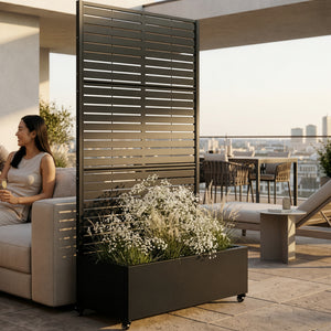 Trennwand Nodepp mit Blumenkasten Stahl [casa.pro]