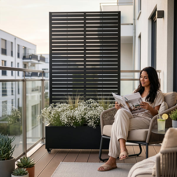 Trennwand Nodepp mit Blumenkasten Stahl [casa.pro]
