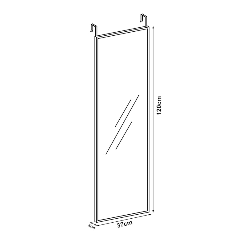 Maßskizze Türspiegel Lesina Aluminiumrahmen 120x37cm [en.casa]