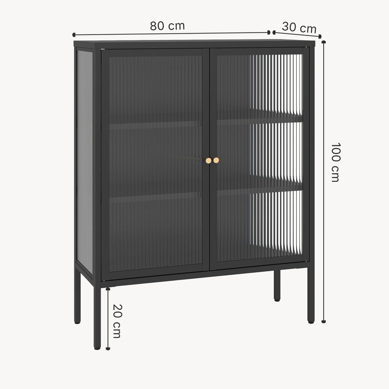 Maßskizze Vitrinen-Sideboard Vinterhavn [en.casa]