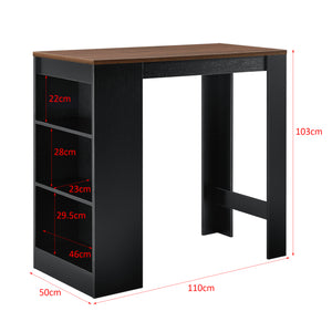 Bartisch Kouvola mit 3 Fächern 110x50x103 cm in versch. Farben [en.casa]