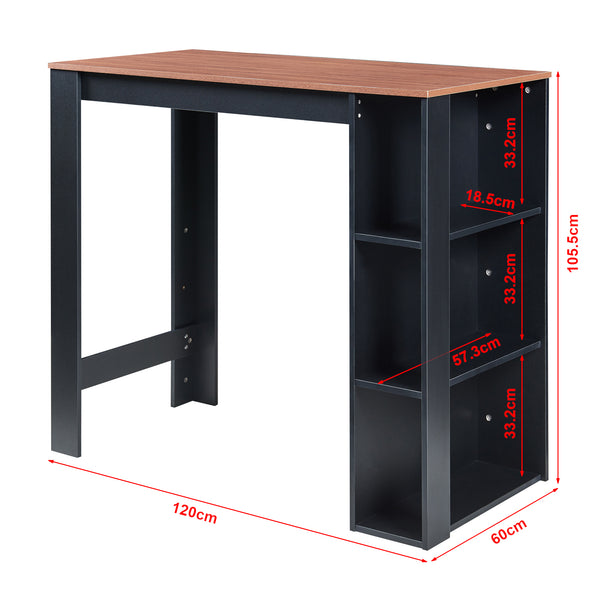 Bartisch Danderyd 120x60x106 cm mit 3 Ablagefächern [en.casa]