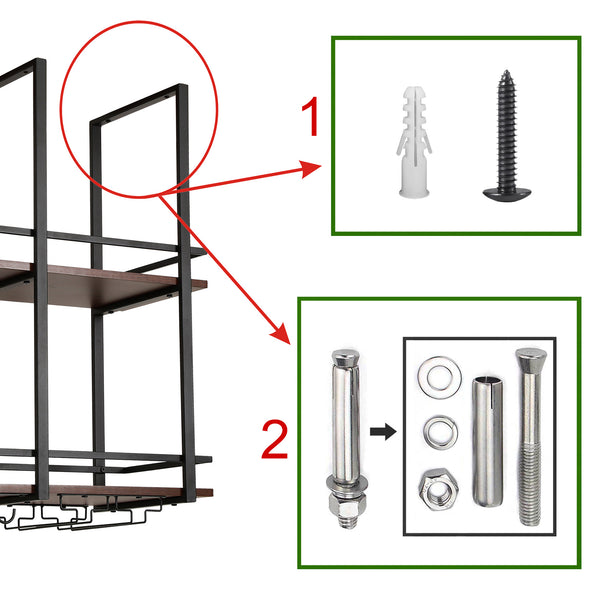 Weinregal Hubro Schwarz/Walnussoptik [en.casa]