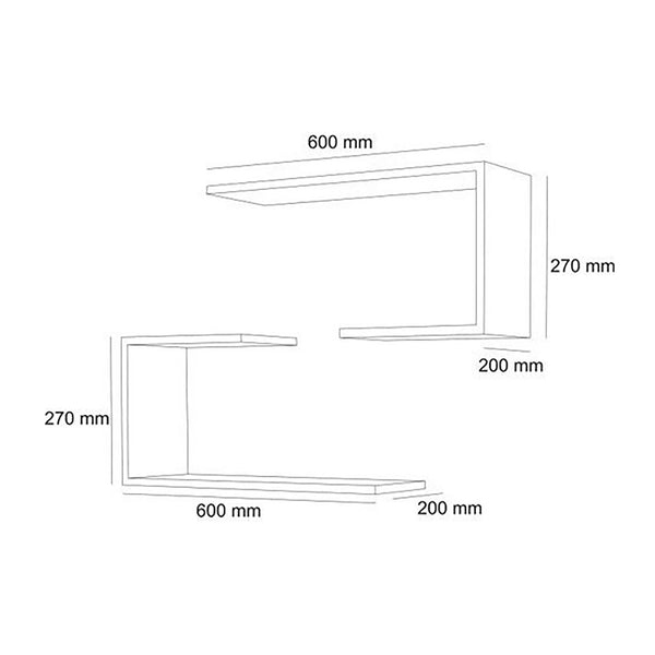 Wandregal-Set Årslev 2-tlg. 27 x 60 x 20 cm bis ca. 5 kg [en.casa]