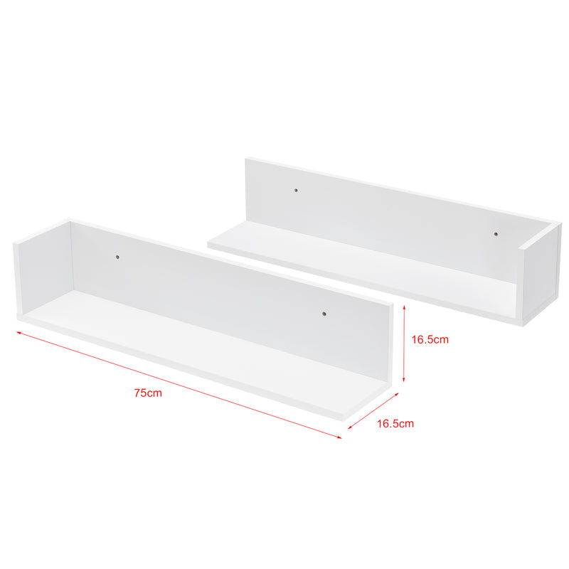 Maßskizze Wandregal Elverum 75 x 16,5 x 16,5 cm 2er Set versch. Farben en.casa