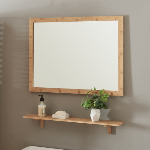 Wandspiegel mit Regal im Set Boksereys Bambus Natur [en.casa] - premiumXL