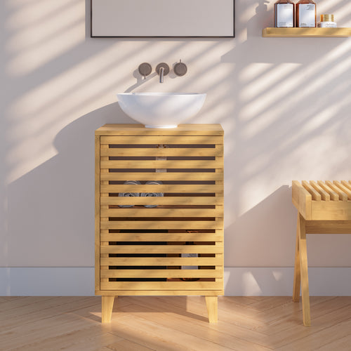 Waschbeckenunterschrank Iveland 60x40x30cm Bambus [en.casa]