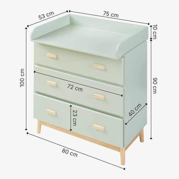 Wickelkommode Sarievn mit Wickelauflage 100x80x53 cm [en.casa]