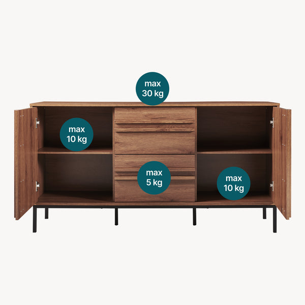 Sideboard Kilmandar 150x40x79 cm Walnussoptik [en.casa]