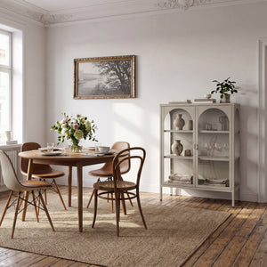 Vitrinen-Sideboard Klippestad Stahl 95x80x35 cm Warmgrau [en.casa]
